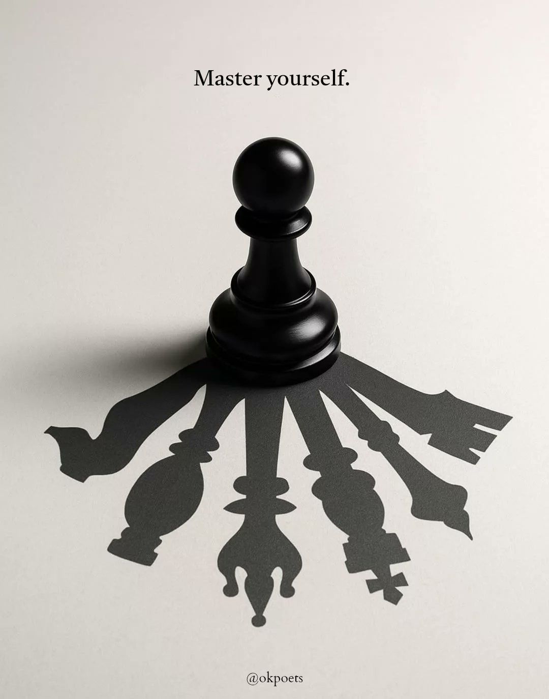 A chess pawn with shadows of many pieces behind it.